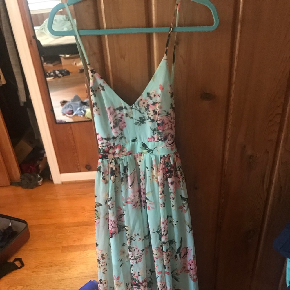 BEAUTIFUL AQUA BLUE OPEN BACK MAXI DRESS